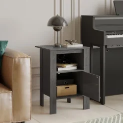 Costway Nightstand Compact Side End Sofa Table With Open Shelf & Cabinet Dark Grey Oak/Walnut 12 Costway Nightstand Compact Side End Sofa Table With Open Shelf & Cabinet Dark Grey Oak/Walnut -DreamNest Store GUEST 2cdb5416 ebde 45c5 bd64 c79ec1c13885