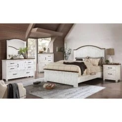 2pc Queen Willow Rustic Bedroom Set Distressed White/Walnut - HOMES: Inside + Out -DreamNest Store GUEST 2ce6d5b5 a423 469c ba96 88d434f505f4