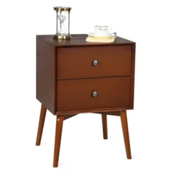Tangkula Mid Century Nightstand Sofa End Table Bedroom Side Table With 2 Drawers -DreamNest Store GUEST 2d688d63 f4cf 490d b3d1 a04726e33a88