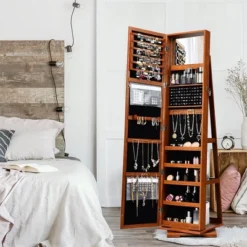 Costway 360degree Rotatable Jewelry Cabinet 2-in-1 Lockable Mirrored Organizer -DreamNest Store GUEST 2da5d1b7 864c 4421 9cef 544d543c411f