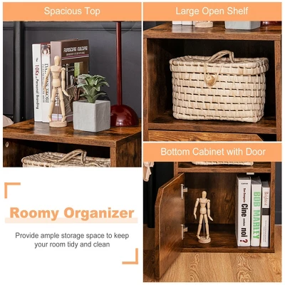 Costway Set Of 2 Nightstands Side End Table Storage Cabinet Shelf Living Room Brown 5 Costway Set Of 2 Nightstands Side End Table Storage Cabinet Shelf Living Room Brown - Image 5