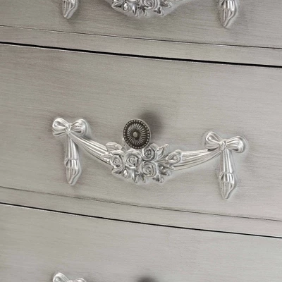 Callen Brushed Wood 3 Drawer Nightstand Silver - Baxton Studio 5 Callen Brushed Wood 3 Drawer Nightstand Silver - Baxton Studio - Image 5