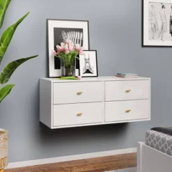 Floating 4 Drawers Dresser White - Prepac -DreamNest Store GUEST 2f099461 ffc5 40eb aeb1 db4a5b7a1ae5