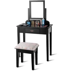 Costway Makeup Desk Vanity Dressing Table Square Stool 1 Large Black 10 Costway Makeup Desk Vanity Dressing Table Square Stool 1 Large Black -DreamNest Store GUEST 2f86217b dc3d 42af a415 de92c8b91756