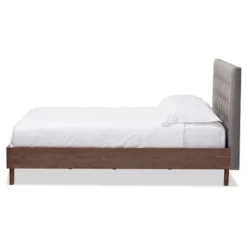Alinia Mid-Century Retro Modern Fabric Upholstered Walnut Wood Platform Bed - Queen - Baxton Studio -DreamNest Store GUEST 2fa11334 7269 40ff b844 0a4e9c81de74