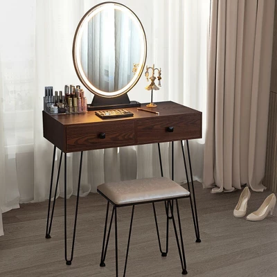 Costway Vanity Makeup Dressing Table W/ 3 Lighting Modes Mirror Touch Switch RusticCoffee 1 Costway Vanity Makeup Dressing Table W/ 3 Lighting Modes Mirror Touch Switch RusticCoffee