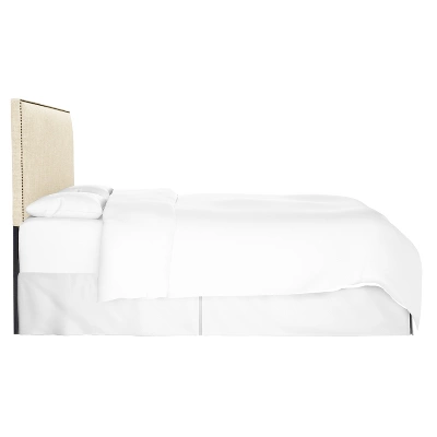 Queen Bella Nail Button Border Headboard Cream Linen/Brass - Skyline Furniture 2 Queen Bella Nail Button Border Headboard Cream Linen/Brass - Skyline Furniture - Image 2