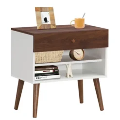 Costway 2PCS Nightstand End Side Table Drawer Storage Shelf Mid-Century Rubber Wood Leg 16 Costway 2PCS Nightstand End Side Table Drawer Storage Shelf Mid-Century Rubber Wood Leg -DreamNest Store GUEST 30a20edb c7f2 44f6 a2f3 5b5a2a4f97b9