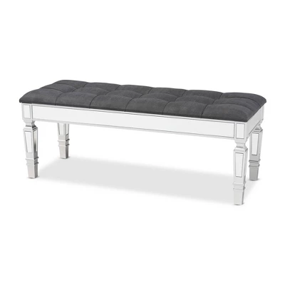 Hedia Fabric Upholstered And Wood Accent Bench - Baxton Studio 9 Hedia Fabric Upholstered And Wood Accent Bench - Baxton Studio - Image 9