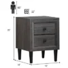Costway Nightstand W/2 Drawers Multipurpose Retro Grey Bedside Table Fully Assembled