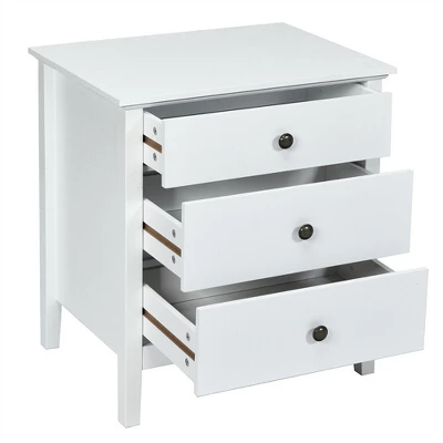 Costway Nightstand Beside End Side Table Accent Table Organizer W/3 Drawers White 4 Costway Nightstand Beside End Side Table Accent Table Organizer W/3 Drawers White - Image 4