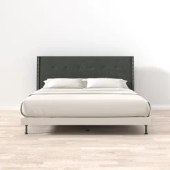 Glenwillow Home MCM Nailhead Trim Button Tufted MCM Wingback Upholstered Headboard -DreamNest Store GUEST 3290175a 3c90 4cb7 83cf bf33d6040d9b