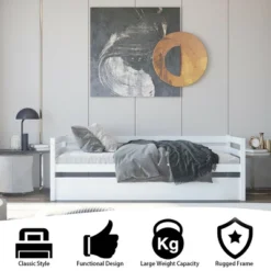 Costway Twin Size Trundle Daybed Wooden Slat Support Mattress Platform For Kids EspressoWhite -DreamNest Store GUEST 32f772a2 d710 4cbb bb38 80d57995f74f