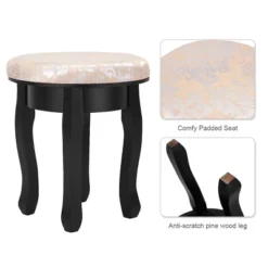 Costway Vanity Table Makeup Table Cushioned Mirror 5 Drawers Black -DreamNest Store GUEST 331074cf 79cb 4e02 a4ef 1f2c5fe7b616