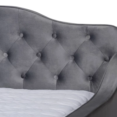Freda Velvet Fabric Upholstered Button Tufted Daybed - Baxton Studio 3 Freda Velvet Fabric Upholstered Button Tufted Daybed - Baxton Studio - Image 3
