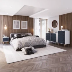 Amber Tall 4 Drawer Dresser With Faux Leather Handles - Manhattan Comfort -DreamNest Store GUEST 335f628d e2ed 4a6b ab20 7910ec57dad7