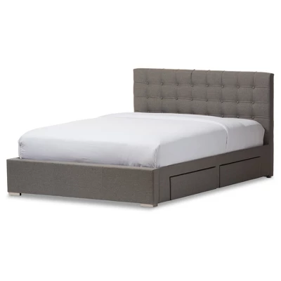 Queen Rene Modern And Contemporary Fabric 4 Drawer Storage Platform Bed - Baxton Studio 11 Queen Rene Modern And Contemporary Fabric 4 Drawer Storage Platform Bed - Baxton Studio - Image 11