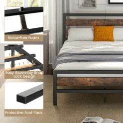Costway Full/Queen Industrial Metal Platform Bed Frame Rustic Headboard Mattress Foundation -DreamNest Store GUEST 33720391 7df7 401b 89aa 1a39142066e2