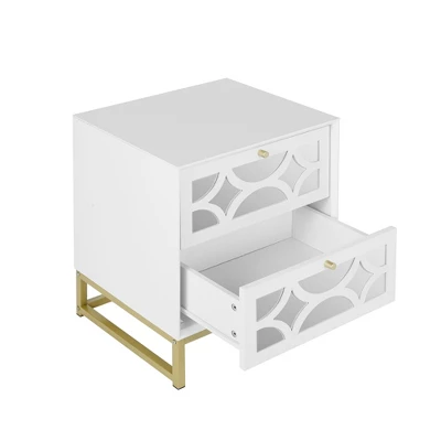 Averina 2 Drawers 45° Splicing White Mirror Front Nightstand With Storage - The Pop Maison 5 Averina 2 Drawers 45° Splicing White Mirror Front Nightstand With Storage - The Pop Maison - Image 5