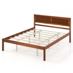 Costway Full/Queen/Twin Size Wooden Platform Bed Frame With Headboard Mattress Foundation Walnut -DreamNest Store GUEST 33857ba2 976a 47ba 80d6 d2031830f591