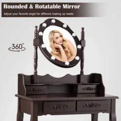 Costway Makeup Vanity Dressing Table Set W/10 Dimmable Bulbs Cushioned Stool -DreamNest Store GUEST 33b5c267 79b6 45f7 bed2 264d942e1b79