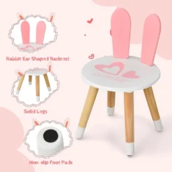 Costway Kids Vanity Set Rabbit Makeup Dressing Table Chair Set W/ Mirror Drawer WhitePink -DreamNest Store GUEST 343cb3cf a817 416d 9156 fc286321156e