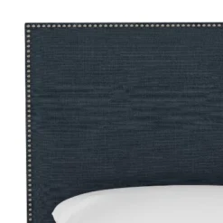 Queen Bella Nail Button Border Headboard Navy Linen/Pewter - Skyline Furniture -DreamNest Store GUEST 3498133d fe9e 4198 881a 8505b65f0feb