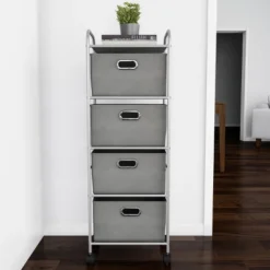 Lavish Home 4-Drawer Fabric Dresser Cart, Gray -DreamNest Store GUEST 34c005f2 e655 41a6 ab4e 7461b70fff36