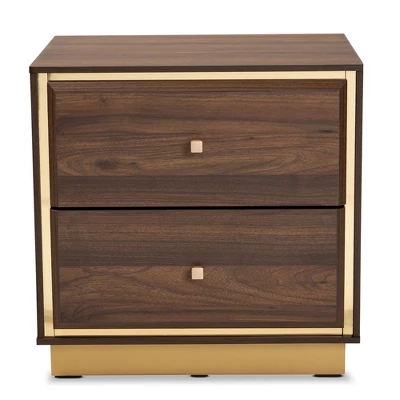 Cormac Wood And Metal 2 Drawer Nightstand - Baxton Studio 3 Cormac Wood And Metal 2 Drawer Nightstand - Baxton Studio - Image 3