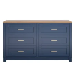 Henry 6 Drawer Walnut Top Wide Dresser Navy - Room & Joy -DreamNest Store GUEST 35349e70 b648 4ca0 97a7 38da429e537e