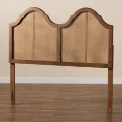 Hazel Vintage Wood And Synthetic Rattan Arched Headboard Walnut - Baxton Studio 11 Hazel Vintage Wood And Synthetic Rattan Arched Headboard Walnut - Baxton Studio -DreamNest Store GUEST 3536bf50 d477 4fbf 8471 95e0ba813b43
