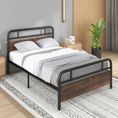 Costway Metal Platform Bed Frame Industrial Headboard Mattress Foundation 4 Costway Metal Platform Bed Frame Industrial Headboard Mattress Foundation - Image 4