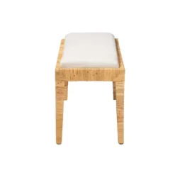 Sofia Rattan And Mahogany Wood Bench White/Natural Brown - Baxton Studio -DreamNest Store GUEST 35a959f7 d2d6 41e1 abac f2544de8c0b3