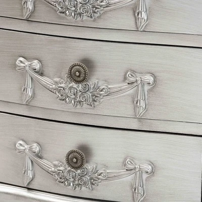 Callen Brushed Wood 4 Drawer Nightstand Silver - Baxton Studio 5 Callen Brushed Wood 4 Drawer Nightstand Silver - Baxton Studio - Image 5