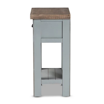 Hastin Two-Tone Wood 1 Drawer Nightstand Brown/Gray - Baxton Studio 3 Hastin Two-Tone Wood 1 Drawer Nightstand Brown/Gray - Baxton Studio - Image 3