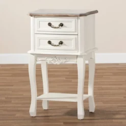 Amalie 2 Drawer Wood Nightstand White/Oak - Baxton Studio -DreamNest Store GUEST 37a6acad 7947 4b9d 94a2 890afd56d6df