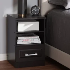 Odelia Modern And Contemporary Finished 1 Drawer Nightstand Dark Brown - Baxton Studio -DreamNest Store GUEST 387113aa ffb1 4bce a19b e4c14db7af84