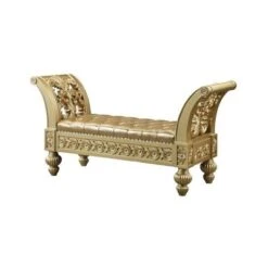 66" Seville PU Bench Gold Finish - Acme Furniture -DreamNest Store GUEST 392e8331 f72c 4ec6 adff 20df50baba1f