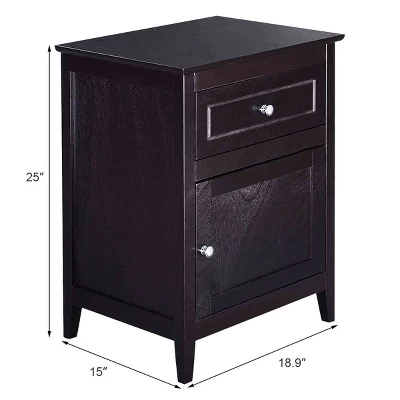 Costway End Table Nightstand Living Room Furniture Espresso Beechwood 1 Costway End Table Nightstand Living Room Furniture Espresso Beechwood