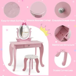 Costway Kid Vanity Table Stool Set With Adjustable Mirror Storage Drawer Makeup Pink -DreamNest Store GUEST 3a03915c c18f 4dfe 8d5e 81a8d4aa7676