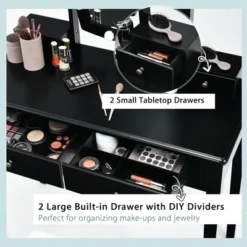 Costway Vanity Table Set With Lighted Mirror Adjustable 10 Bulbs Dresser 4 Drawer 12 Costway Vanity Table Set With Lighted Mirror Adjustable 10 Bulbs Dresser 4 Drawer -DreamNest Store GUEST 3a27ca32 855b 4d1e 9252 6ce4584b907a
