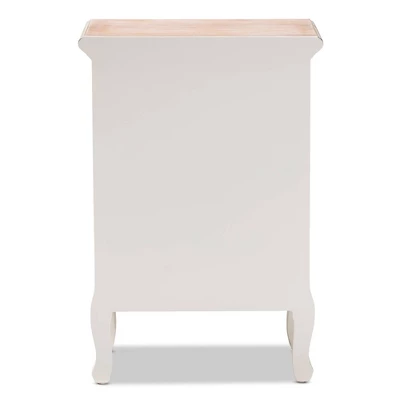 Capucine Two-Tone Natural Whitewashed Oak Finished Wood 3 Drawer Nightstand White - Baxton Studio 6 Capucine Two-Tone Natural Whitewashed Oak Finished Wood 3 Drawer Nightstand White - Baxton Studio - Image 6