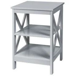 Costway 3-Tier Nightstand End Table X Design Storage Display Shelf Living Room Grey -DreamNest Store GUEST 3bb73a16 76c8 4cff 9304 b609976e290b