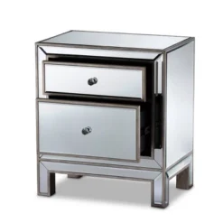 Fadri 2 Drawers Mirrored Nightstand - Baxton Studio