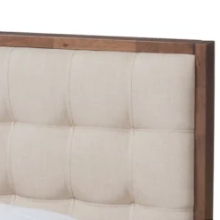 Soloman Mid - Century Modern Fabric And Walnut Finished Wood Platform Bed - Baxton Studio -DreamNest Store GUEST 3bfc1dd4 2ea4 4f86 9e4c d3ab6eedfa19