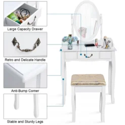 Costway Vanity Table Jewelry Makeup Desk Bench Dresser Stool -DreamNest Store GUEST 3c1ffc03 9c7c 4c76 9132 03dd575df47b