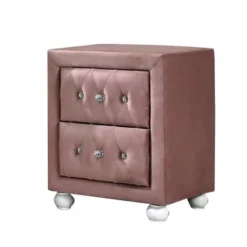 17" Reggie Nightstand Pink Fabric - Acme Furniture
