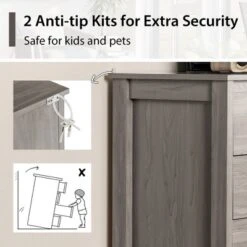 Costway Modern 5 Drawer Chest Storage Dresser Cabinet With Metal Handles Grey Oak -DreamNest Store GUEST 3c333dc0 77fd 4548 867e 667bda941f94