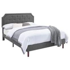 BIKAHOM Upholstered Platform Bed With Button Tufted Headboard, Dark Grey -DreamNest Store GUEST 3d553cf6 16f1 4bae 8c70 7a0b5ab1fe00