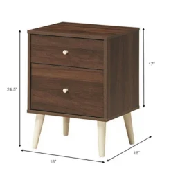 Costway Nightstand 2-Drawer Beside End Side Table W/Rubber Legs -DreamNest Store GUEST 3da9a71e 6d6a 4ba9 908c 2c9d5df98d92